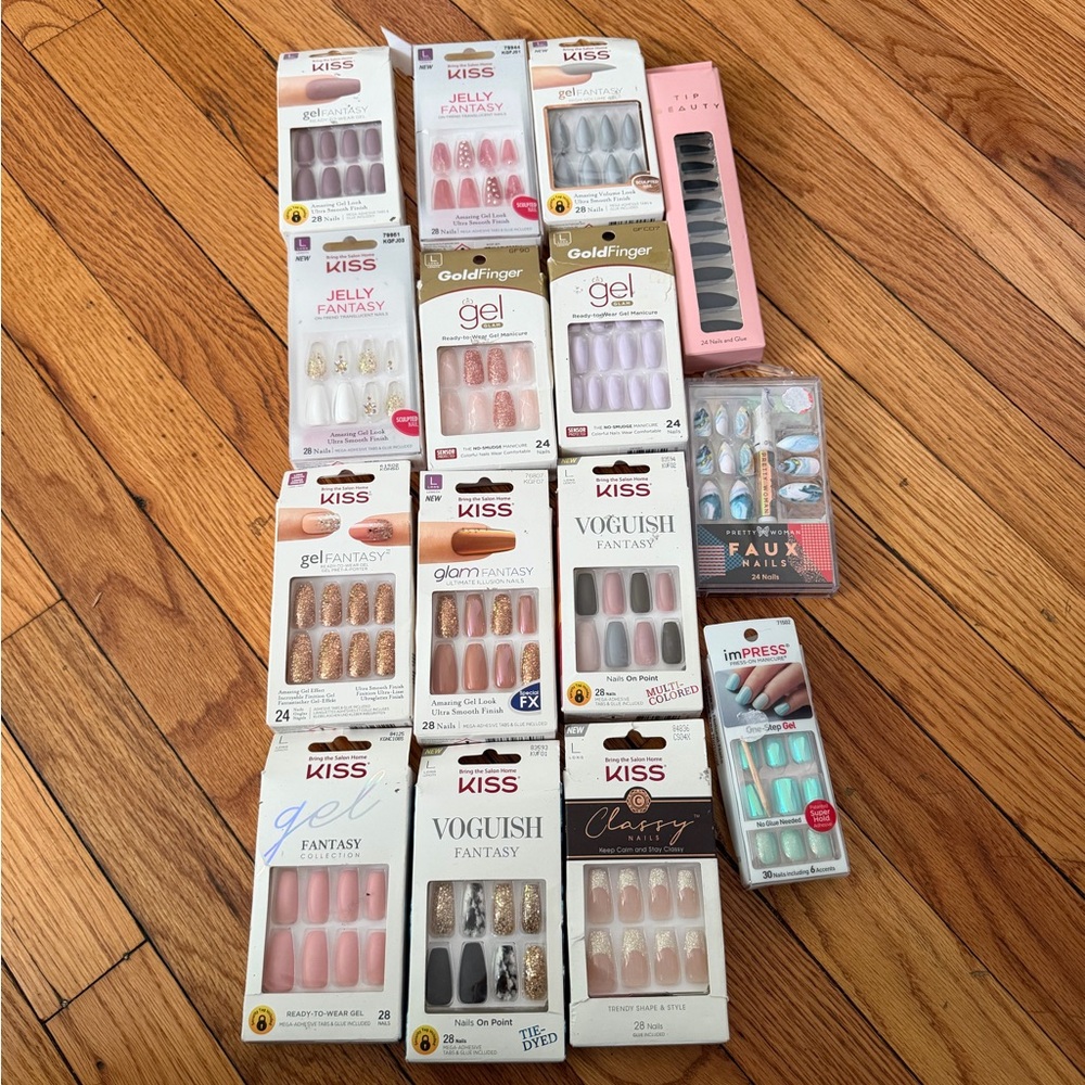 Kiss Gold Finger Assorted Jelly Gel glam vogue classy Nails Pack Glitter Bundle